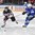PARIS, FRANCE - MAY 7: Canada's Travis Konecny #11 stick handles the puck past Slovenia's Ales Kranjc #28 during preliminary round action at the 2017 IIHF Ice Hockey World Championship. (Photo by Matt Zambonin/HHOF-IIHF Images)
